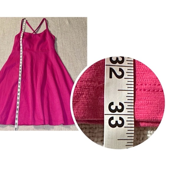 OLD NAVY Pink Fit & Flare Strap Dress Knit Cami Smock Back Criss-Cross Womens XS - Picture 12 of 13